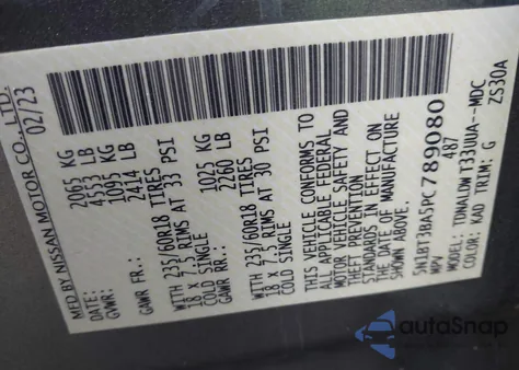 2023 Nissan Rogue Sv Fwd из США, поврежденный, VIN 5N1BT3BA5PC789080